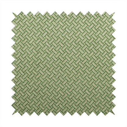 Hazel Geometric Patterned Chenille Material Green Colour Upholstery Fabric CTR-1826 - Roman Blinds