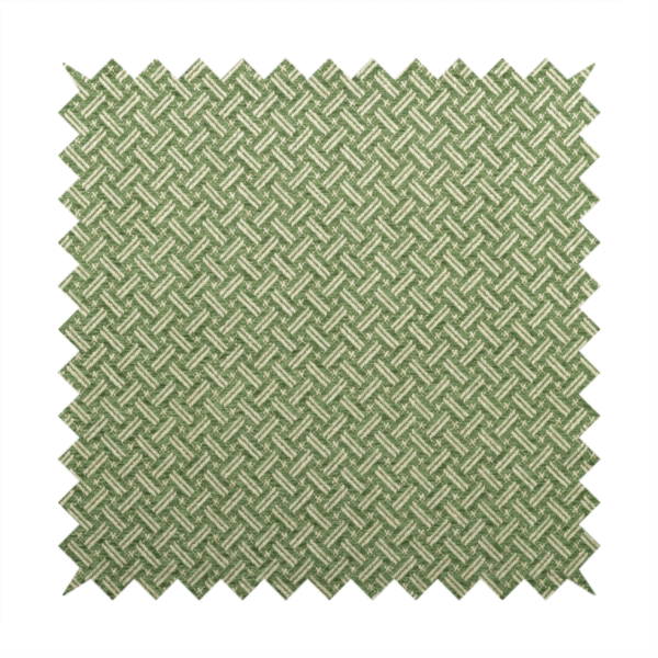 Hazel Geometric Patterned Chenille Material Green Colour Upholstery Fabric CTR-1826