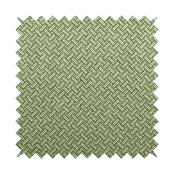 Hazel Geometric Patterned Chenille Material Green Colour Upholstery Fabric CTR-1826 - Made To Measure Curtains