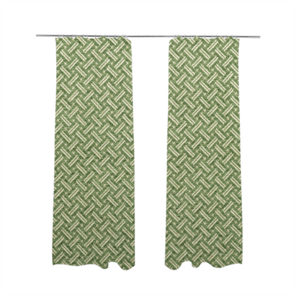 Hazel Geometric Patterned Chenille Material Green Colour Upholstery Fabric CTR-1826 - Made To Measure Curtains