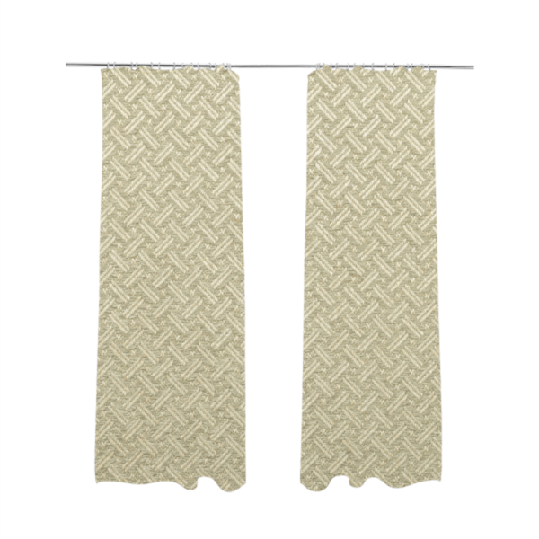 Hazel Geometric Patterned Chenille Material Beige Colour Upholstery Fabric CTR-1828 - Made To Measure Curtains