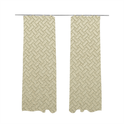 Hazel Geometric Patterned Chenille Material Beige Colour Upholstery Fabric CTR-1828 - Made To Measure Curtains