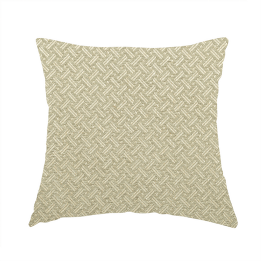 Hazel Geometric Patterned Chenille Material Beige Colour Upholstery Fabric CTR-1828 - Handmade Cushions