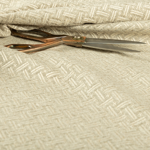 Hazel Geometric Patterned Chenille Material Beige Colour Upholstery Fabric CTR-1828 - Roman Blinds