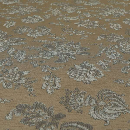 Mumbai Raised Textured Chenille Grey Colour Floral Pattern Upholstery Fabric CTR-183 - Made To Measure Curtains