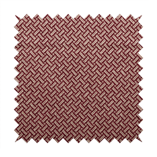 Hazel Geometric Patterned Chenille Material Burgundy Colour Upholstery Fabric CTR-1830 - Roman Blinds