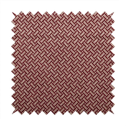 Hazel Geometric Patterned Chenille Material Burgundy Colour Upholstery Fabric CTR-1830