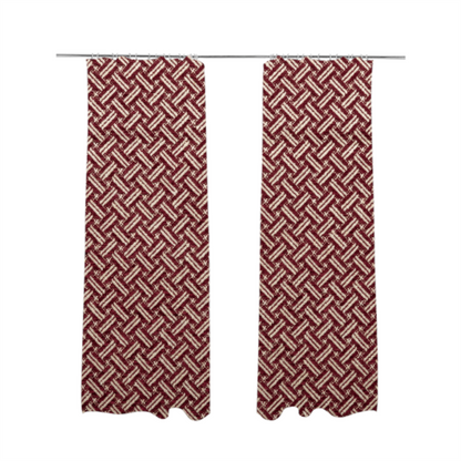 Hazel Geometric Patterned Chenille Material Burgundy Colour Upholstery Fabric CTR-1830 - Made To Measure Curtains