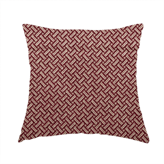 Hazel Geometric Patterned Chenille Material Burgundy Colour Upholstery Fabric CTR-1830 - Handmade Cushions