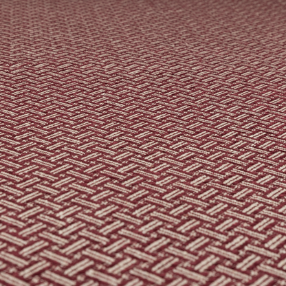 Hazel Geometric Patterned Chenille Material Burgundy Colour Upholstery Fabric CTR-1830 - Roman Blinds