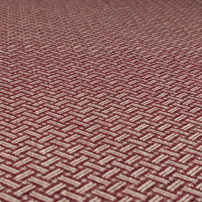 Hazel Geometric Patterned Chenille Material Burgundy Colour Upholstery Fabric CTR-1830