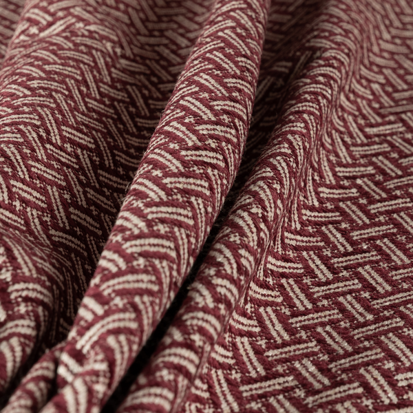 Hazel Geometric Patterned Chenille Material Burgundy Colour Upholstery Fabric CTR-1830 - Roman Blinds