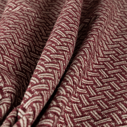 Hazel Geometric Patterned Chenille Material Burgundy Colour Upholstery Fabric CTR-1830 - Roman Blinds