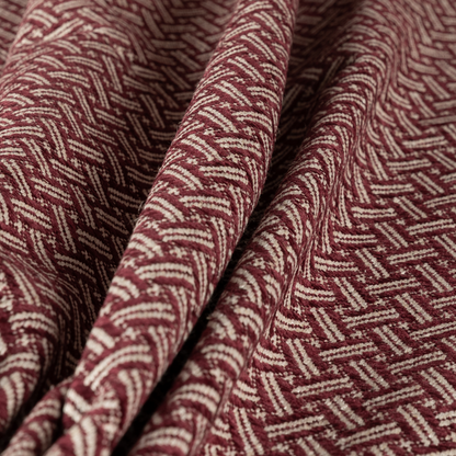 Hazel Geometric Patterned Chenille Material Burgundy Colour Upholstery Fabric CTR-1830