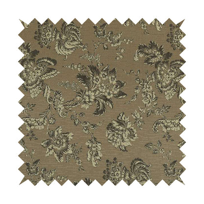 Mumbai Raised Textured Chenille Grey With Cream Colour Floral Pattern Upholstery Fabric CTR-184 - Roman Blinds
