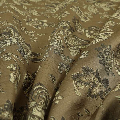 Mumbai Raised Textured Chenille Grey With Cream Colour Floral Pattern Upholstery Fabric CTR-184
