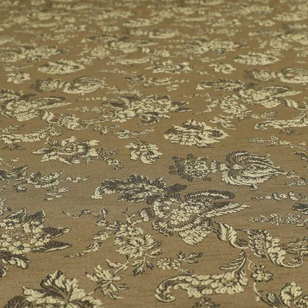 Mumbai Raised Textured Chenille Grey With Cream Colour Floral Pattern Upholstery Fabric CTR-184 - Made To Measure Curtains