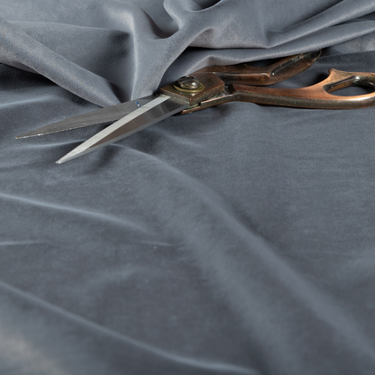 Chile Soft Smooth Plain Velvet Grey Colour Upholstery Fabric CTR-1850 - Made To Measure Curtains