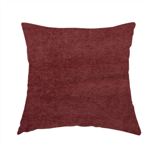 Goa Plain Chenille Soft Textured Red Colour Upholstery Fabric CTR-1867 - Handmade Cushions
