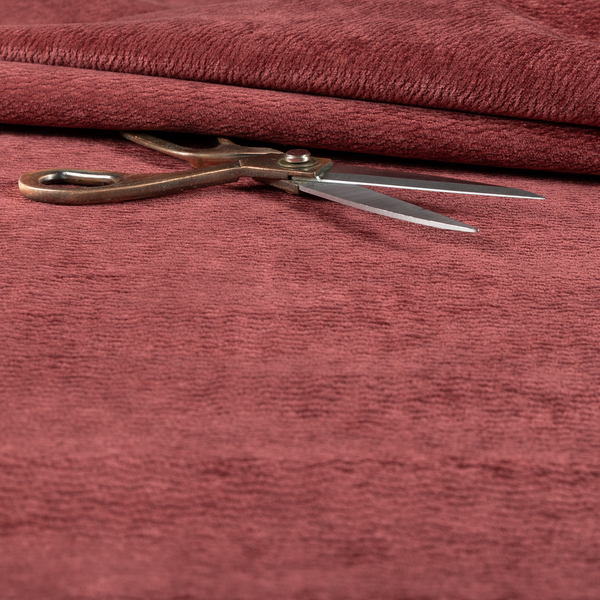 Goa Plain Chenille Soft Textured Red Colour Upholstery Fabric CTR-1867 - Handmade Cushions