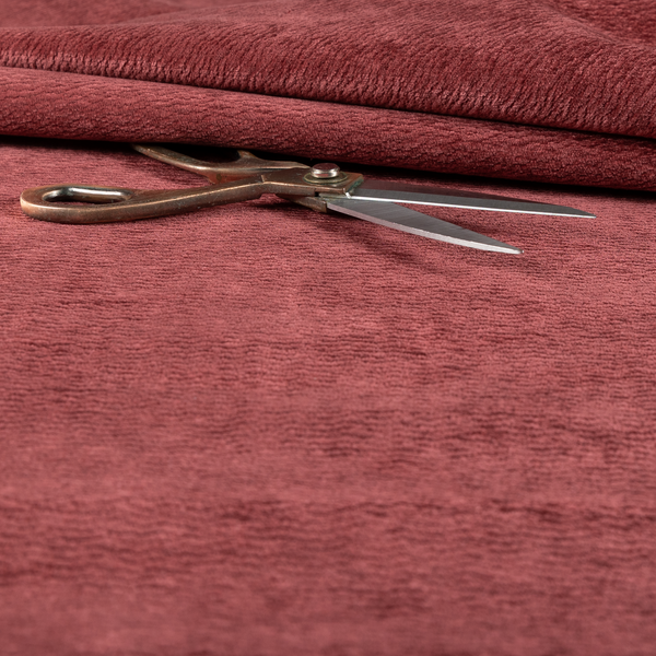 Goa Plain Chenille Soft Textured Red Colour Upholstery Fabric CTR-1867 - Made To Measure Curtains