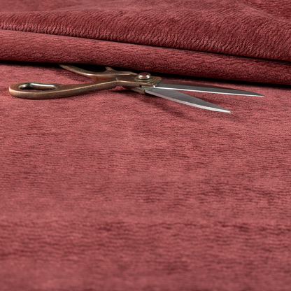 Goa Plain Chenille Soft Textured Red Colour Upholstery Fabric CTR-1867 - Made To Measure Curtains