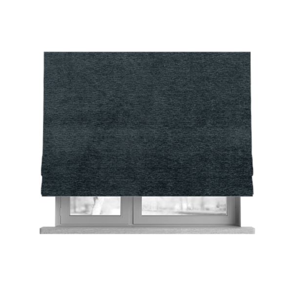 Goa Plain Chenille Soft Textured Denim Blue Colour Upholstery Fabric CTR-1869 - Roman Blinds