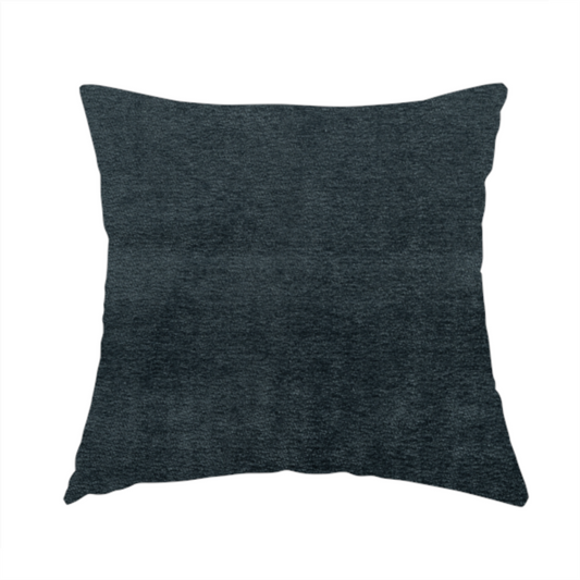 Goa Plain Chenille Soft Textured Denim Blue Colour Upholstery Fabric CTR-1869 - Handmade Cushions