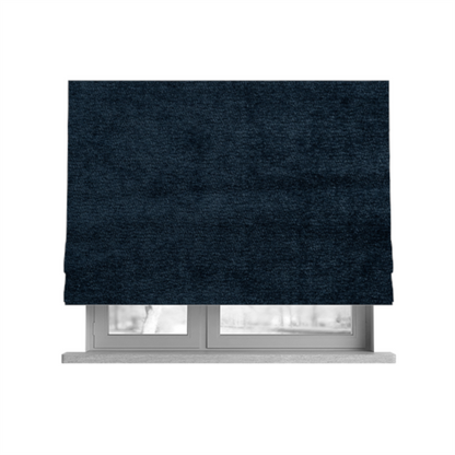 Goa Plain Chenille Soft Textured Navy Blue Colour Upholstery Fabric CTR-1870 - Roman Blinds