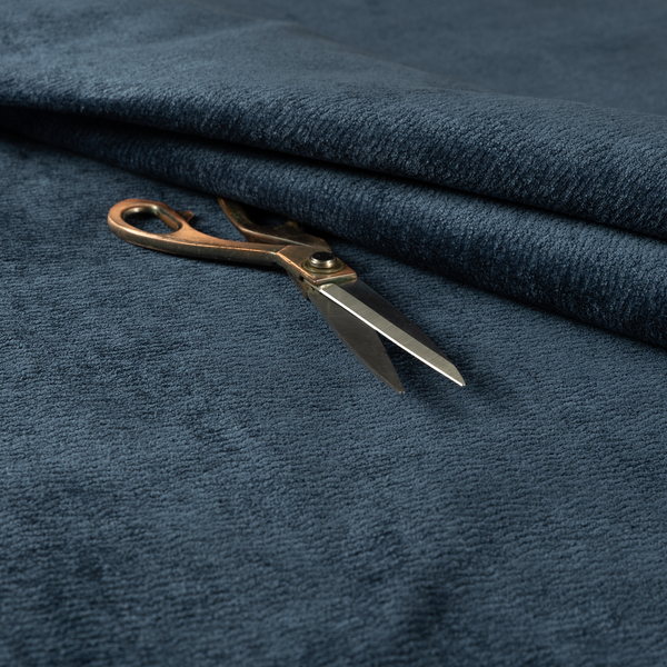 Goa Plain Chenille Soft Textured Navy Blue Colour Upholstery Fabric CTR-1870 - Roman Blinds