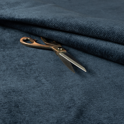 Goa Plain Chenille Soft Textured Navy Blue Colour Upholstery Fabric CTR-1870 - Roman Blinds