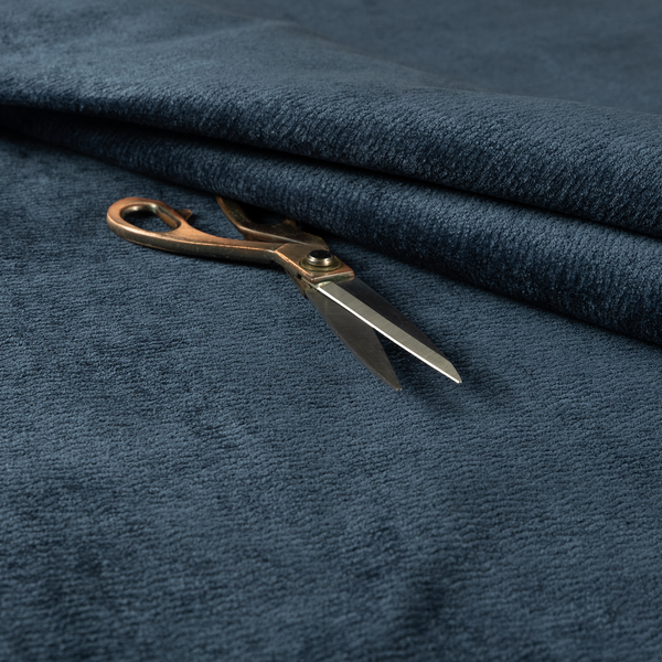 Goa Plain Chenille Soft Textured Navy Blue Colour Upholstery Fabric CTR-1870 - Handmade Cushions