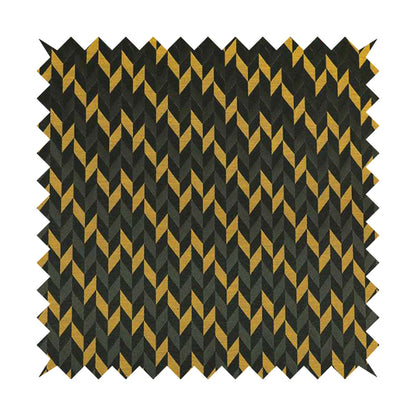 Zenith Collection In Smooth Chenille Finish Black With Gold Colour Geometric Pattern Upholstery Fabric CTR-188 - Roman Blinds