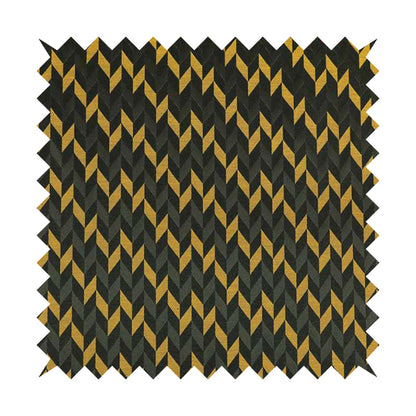 Zenith Collection In Smooth Chenille Finish Black With Gold Colour Geometric Pattern Upholstery Fabric CTR-188