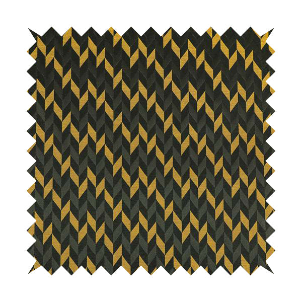 Zenith Collection In Smooth Chenille Finish Black With Gold Colour Geometric Pattern Upholstery Fabric CTR-188 - Made To Measure Curtains