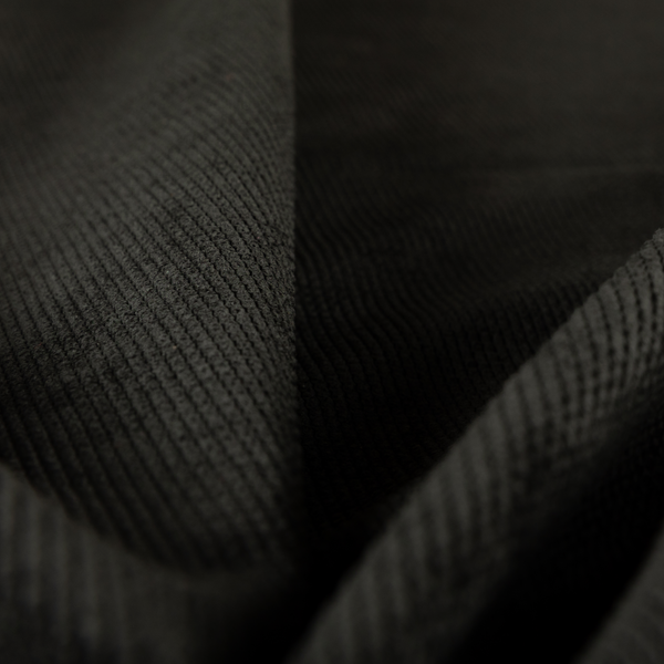 Oslo Plain Textured Corduroy Black Colour Upholstery Fabric CTR-1900