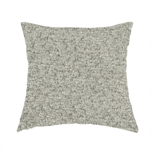 Hoover Boucle Recycled PET Material Silver Colour Upholstery Fabric CTR-1906 - Handmade Cushions