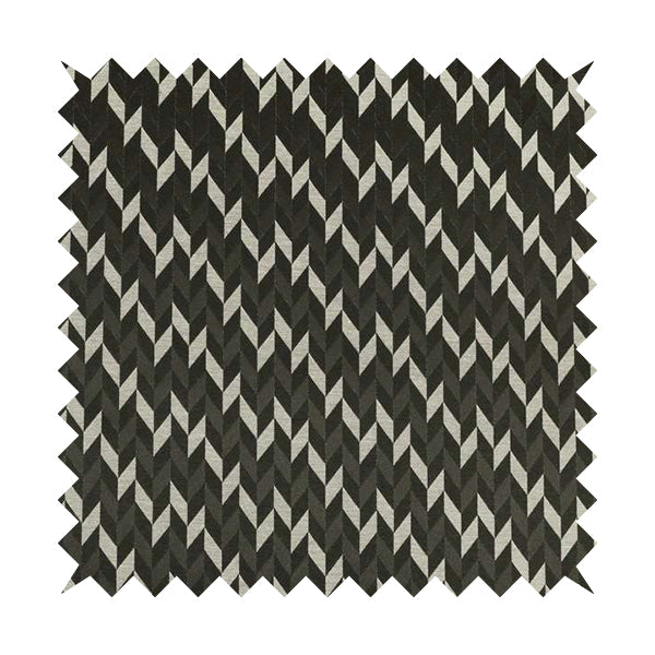 Zenith Collection In Smooth Chenille Finish Black With Grey Colour Geometric Pattern Upholstery Fabric CTR-192 - Roman Blinds