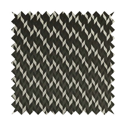 Zenith Collection In Smooth Chenille Finish Black With Grey Colour Geometric Pattern Upholstery Fabric CTR-192 - Made To Measure Curtains