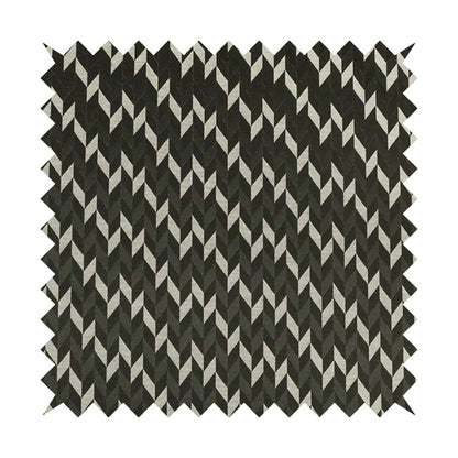 Zenith Collection In Smooth Chenille Finish Black With Grey Colour Geometric Pattern Upholstery Fabric CTR-192