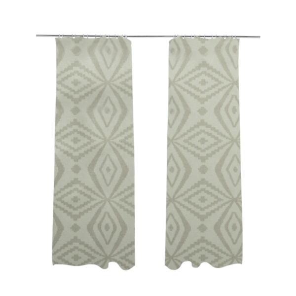 Oman Printed Velour Velvet Kilim Pattern Cream Colour Upholstery Fabric CTR-1929 - Made To Measure Curtains