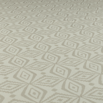 Oman Printed Velour Velvet Kilim Pattern Cream Colour Upholstery Fabric CTR-1929 - Roman Blinds