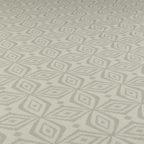 Oman Printed Velour Velvet Kilim Pattern Cream Colour Upholstery Fabric CTR-1929 - Made To Measure Curtains