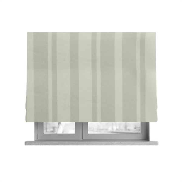 Oman Printed Velour Velvet Stripe Pattern Cream Colour Upholstery Fabric CTR-1930 - Roman Blinds