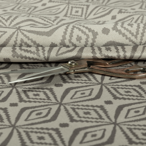 Oman Printed Velour Velvet Kilim Pattern Beige Colour Upholstery Fabric CTR-1931 - Made To Measure Curtains