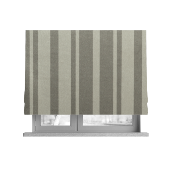 Oman Printed Velour Velvet Stripe Pattern Beige Colour Upholstery Fabric CTR-1932 - Roman Blinds