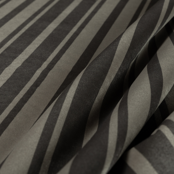 Oman Printed Velour Velvet Stripe Pattern Brown Colour Upholstery Fabric CTR-1934