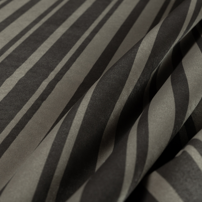 Oman Printed Velour Velvet Stripe Pattern Brown Colour Upholstery Fabric CTR-1934 - Made To Measure Curtains