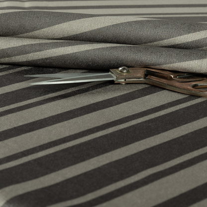 Oman Printed Velour Velvet Stripe Pattern Brown Colour Upholstery Fabric CTR-1934 - Roman Blinds
