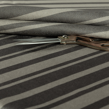 Oman Printed Velour Velvet Stripe Pattern Brown Colour Upholstery Fabric CTR-1934 - Made To Measure Curtains